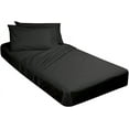 thumbnail image 3 of 100% Egyptian Cotton, Perfect for Camping Sheets, 300TC, Flat Sheet, Fitted Sheet with 10" Deep Pocket & 2 Pillowcases- Cot Sheet Sets 4 PC-Dark Gray Solid, RV Camper King Size, 3 of 5