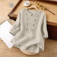 thumbnail image 4 of Breathable Linen Tops for Women Beach Vacation Flowy Summer Outfit, 4 of 6