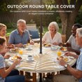 thumbnail image 3 of Round Outdoor Tablecloth with Umbrella Hole and Zipper, Beige Palm Leaves Tablecloth with Elastic Waterproof, Summer Botanical Tropical Plants Patio Table Covers for 45" - 54" Picnic Pool Tables, 3 of 9