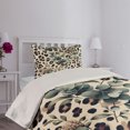 thumbnail image 2 of Ambesonne Leopard Print Quilted Coverlet 2 Pcs, Bold Eucalyptus Leaf, Twin Size, Camel and Laurel Green, 2 of 4