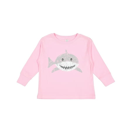 

Inktastic Cute Distressed Gray Shark Boys or Girls Long Sleeve Toddler T-Shirt
