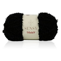 Sensy Teddy Yarn for Crocheting, Sheepy Yarn, Sherpa Fleece Yarn, Soft Fluffy and Cozy Yarn, Baby Blanket Yarn, Amigurumi Yarn, 3.5 oz, 109 Yards, Gauge 5 Bulky (Black)