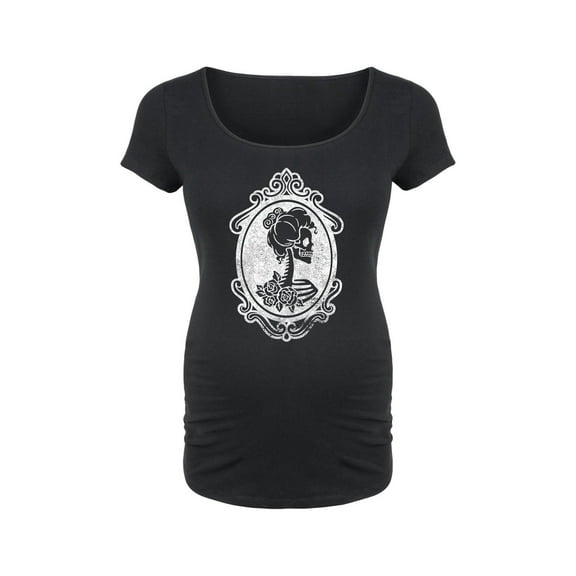 Bloom Maternity - Victorian Skeleton Cameo Lady - Maternity Scoop Neck T-Shirt