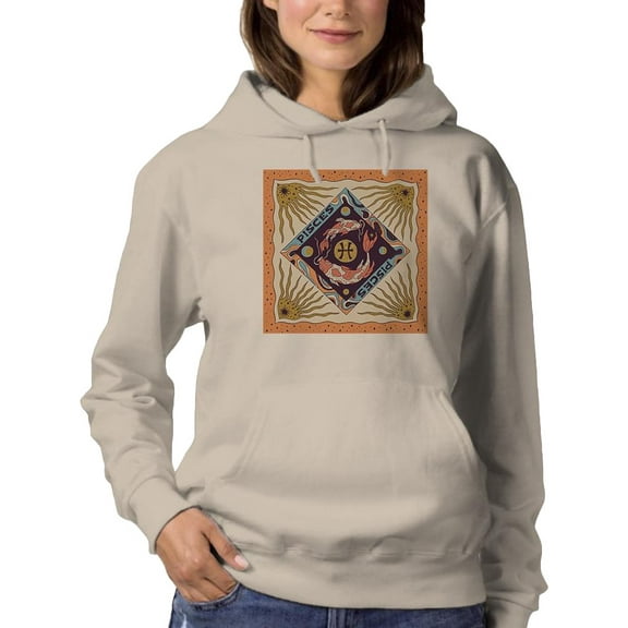 Pisces Zodiac Ethnic Style Hoodie Women -Image by Shutterstock, Female Large