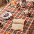thumbnail image 2 of Plaid Fall Tablecloth Thanksgiving Rectangle 60x84 Inch, Rust Orange Table Cloths Autumn Decorations, Polyester Fabric Table Cover for Harvest Party Dining Farmhouse Kitchen Decor, 2 of 6
