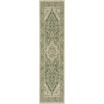 SAFAVIEH Beach House Stanice Medallion Indoor/Outdoor Runner Rug, Green/Creme, 2'2" x 10'