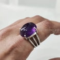 thumbnail image 5 of Natural Purple Amethyst Ring, Woman's Amethyst Ring, February Birthstone, 3 Twisted Band, 925 Sterling Silver, Womens Ring, Christmas, Thanksgiving, Handmade, Statement Jewelry, Natural Gemstone Ring, 5 of 6