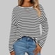 thumbnail image 4 of Camisas de Larga para Mujer, Blusas de Rayas con Bloques de Color, Ropa de Moda de Otoño, Blusas con Cuello Redondo y Negro XL, 4 of 8