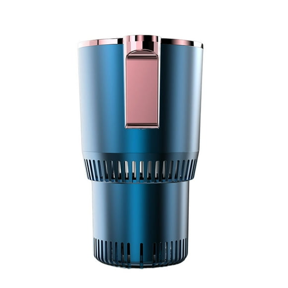 QualitChoice 2-In-1 Smart Hot/Cold Cup Drinks Holder Home Office Mini Refrigerator Touch Screen Milk Warmer Cooler Beverage Mug Blue