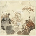 thumbnail image 2 of Jacob de Wit 12x12 Black Ornate Wood Framed Double Matted Museum Art Print Titled: Design for a Ceiling Painting with Diana and Endymion (1726), 2 of 5