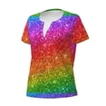 thumbnail image 2 of Naloa Colorful Glitter Print T-Shirts Short Sleeve V Neck Tees for Women Fashion Tops Trendy Lightweight Soft Casual Summer Outfits Clothes, 2 of 5