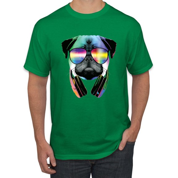Wild Bobby, Colorful Pug DJ, Pop Culture, Men Graphic Tee, Kelly, Medium