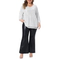 thumbnail image 2 of Agnes Orinda Women's Plus Size Halloween Outfits Sequin Tunic Top Glitter V Neck 3/4 Sleeve Party Wedding Evening Sparkly Blouse 4X Silver, 2 of 6