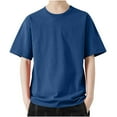 thumbnail image 3 of CFLVAEK Mens Tshirts Cotton Short Sleeve Summer T Shirts Loose Fit Round Neck Solid Color Basic Tees Casual Round Neck Tshirt Blue XXXXXXL, 3 of 7