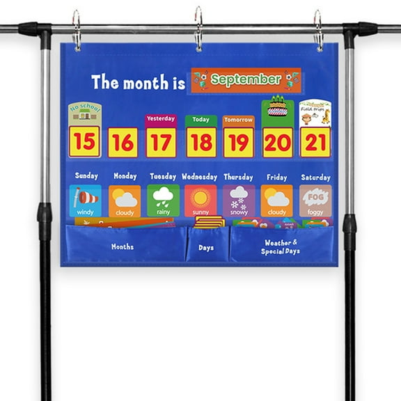Entireivity 1 Set Weekly Calendar Pocket Chart Education Calendar Bag Classroom Calendar