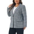 thumbnail image 4 of Agnes Orinda Blazers for Women Plus Size Plaid Notched Lapel Long Sleeve Business Casual Blazer Jackets 2X Dark Blue, 4 of 6