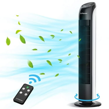 Dr. Prepare 33" Oscillating Tower Fan with Remote, 3 Speeds and Wind Modes, 12H Timer, Portable Bladeless Standing Fan