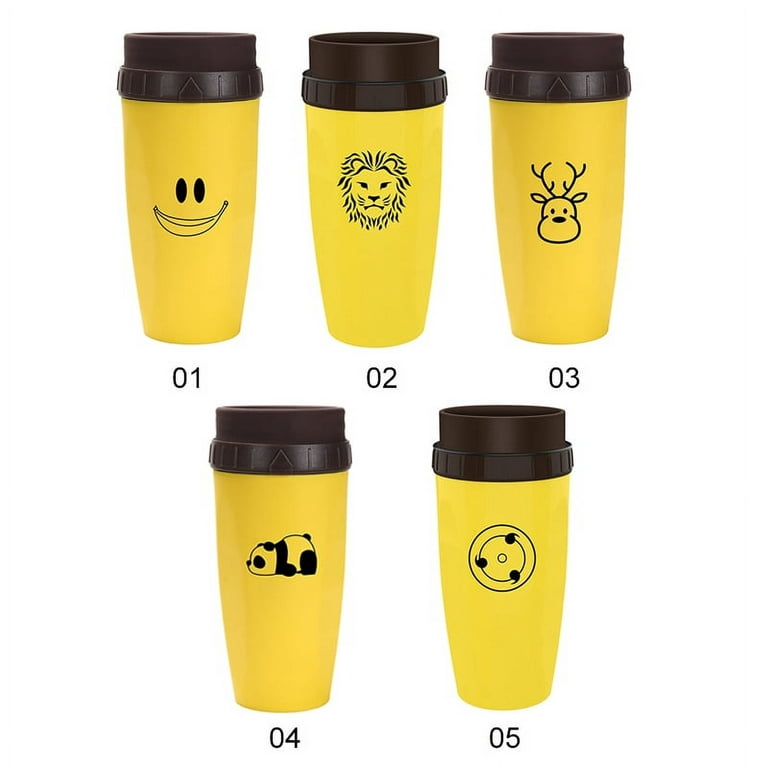 HXAZGSJA Durable Double Layer Coverless Twist Cup Portable Handy Straw Cup  For Children(Yellow Smiley) 