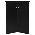 thumbnail image 5 of Tcbosik Floor Corner Cabinet with Adjustable Shelves and 2 Doors, Free-Standing Storage Cabinet, Triangle Bathroom Cabinet for Kitchen, Bedroom, Living Room, Black, 5 of 10