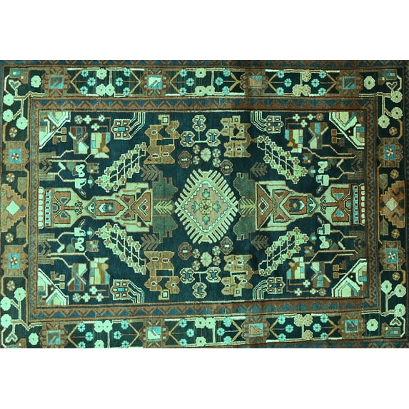 Ahgly Company Machine Washable Indoor Rectangle Animal Turquoise Blue Traditional Area Rugs, 2' x 5'