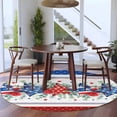 thumbnail image 4 of Independence Day Large Area Rugs for Bedroom Living Room, Soft Non Slip Carpet Bedside Rug, Star Stripe Flag Eucalyptus Red Blue Round Floor Cover Kitchen Accent Rug 5' for Dining Room/Office, 4 of 9