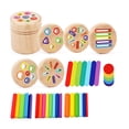 thumbnail image 1 of Juego de dados cilíndricos, juguetes de viaje, madera, colores, formas, clasificación, juguete para niños de 2 a 3 años 6 en 1, 1 of 8