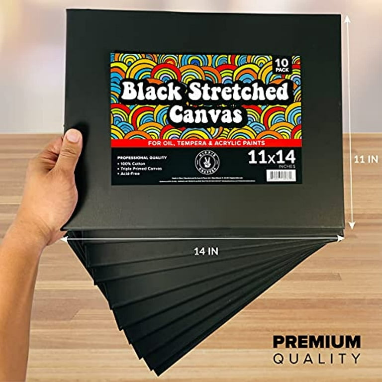  PHOENIX Black Stretched Canvas, 16x20 Inch/4 Pack - 3/4 Inch  Profile, 8 Oz Quadruple Gesso Primed 100% Cotton Blank Black Canvases for  Acrylic, Oil, Tempera, Metallic, Neon Painting & Crafts