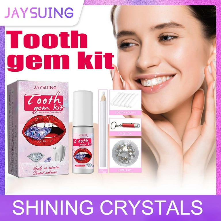 Teeth gemstone kit with curing light and glue, 20 piece crystal jewelry  starter kit TikTok