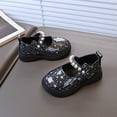 thumbnail image 5 of GiLiling Girls Dress Shoes Mary Jane Flats, Star Print PU Leather Shoes with Pearl Strap, Low Block Heel Princess Footwear for Party and Daily Wear (Black, 2.5-3 Years), 5 of 6