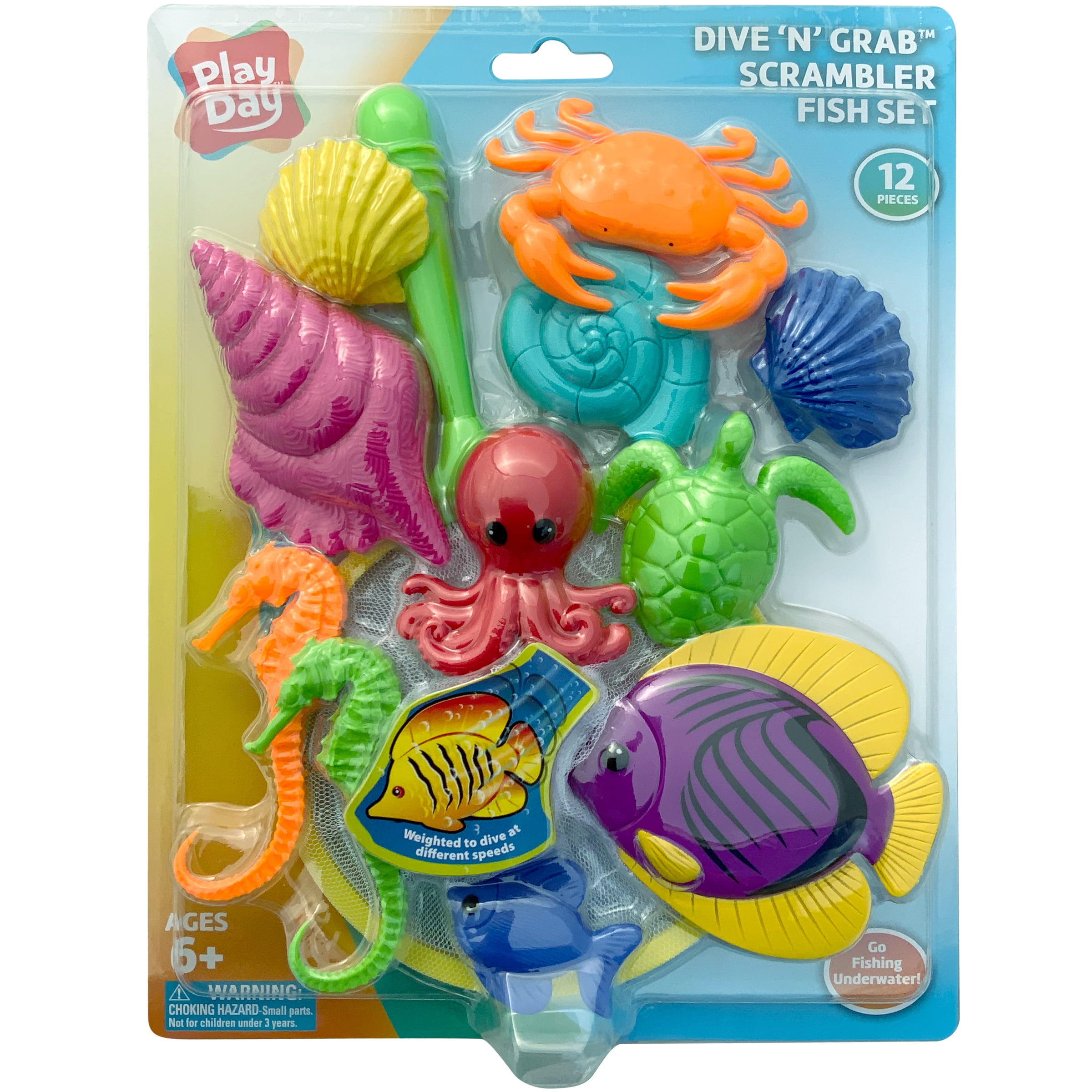 Play Day Dive 'N Grab Scrambler Fish Set, 12 Piece Pool Toy