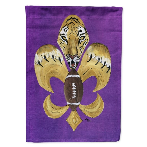 Carolines Treasures 8205-FLAG-PARENT Tiger Football Fleur de lis Flag  multicolor