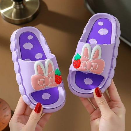 

Bnwani Casual Shoes For Children Bowknot Shoes Girl Kids Shoes Slippers Girls Non-Slip Breathable Cute Slippers Purple Size 7-8T