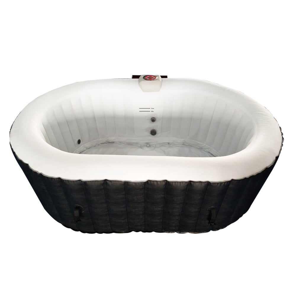 Aleko Htio2bkw Oval Inflatable Hot Tub Spa With Drink Tray And Cover 2 Person 145 Gallon