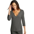 thumbnail image 1 of Maidenform Womens 3/4 Sleeve Lounge Henley, S, Charcoal Heather, 1 of 3