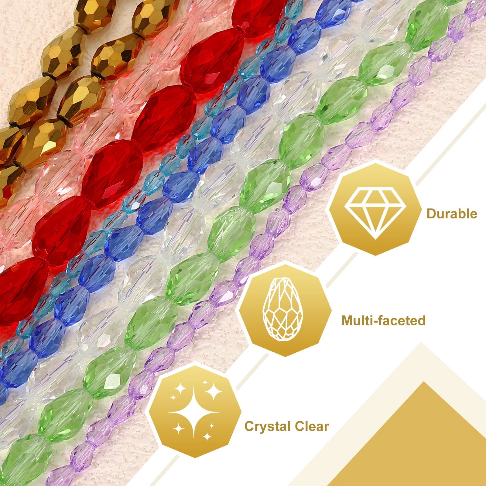 Uxcell 328 PCS Teardrop Crystal Glass Beads, 3x5mm Faceted Shape Crystal AB for Necklace Bracelet Earrings DIY Jewelry Crafts Making Supplies, Green AB