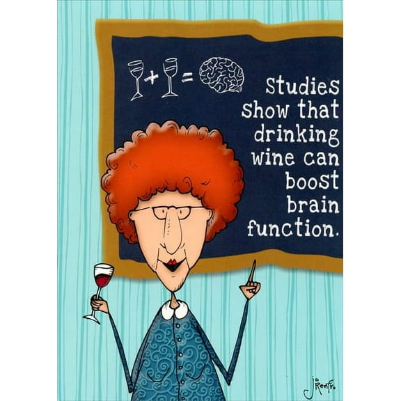 Oatmeal Studios Wine Boosts Brain Function Funny Birthday Card for Her / Woman