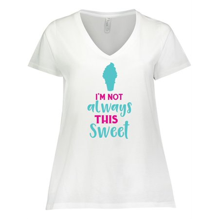 

Inktastic I m Not Always This Sweet Ice Cream Cone Women s Plus Size V-Neck