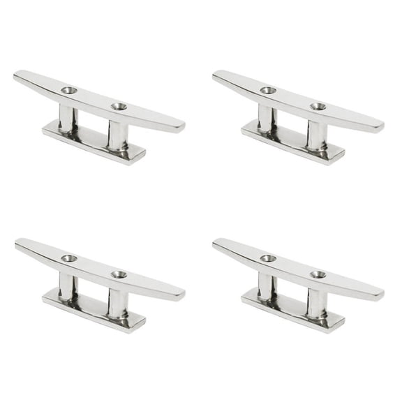 4 Pcs 8 Inch Open Base Boat Cleat 316 Stainless Steel Hardware Boat Cleats for Marine Boat Deck Rope Tie Yacht