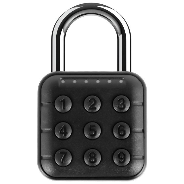 Candado de combinación, candado digital con código de aleación de aluminio con contraseña de 6 dígitos, candado seguro con botón, candado de seguridad (negro)