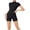 Black, variant on Women's Short Sleeve Bodysuit Tummy Control Romper Spandex Workout Summer Casual Zip Up Leotard Coffee Small