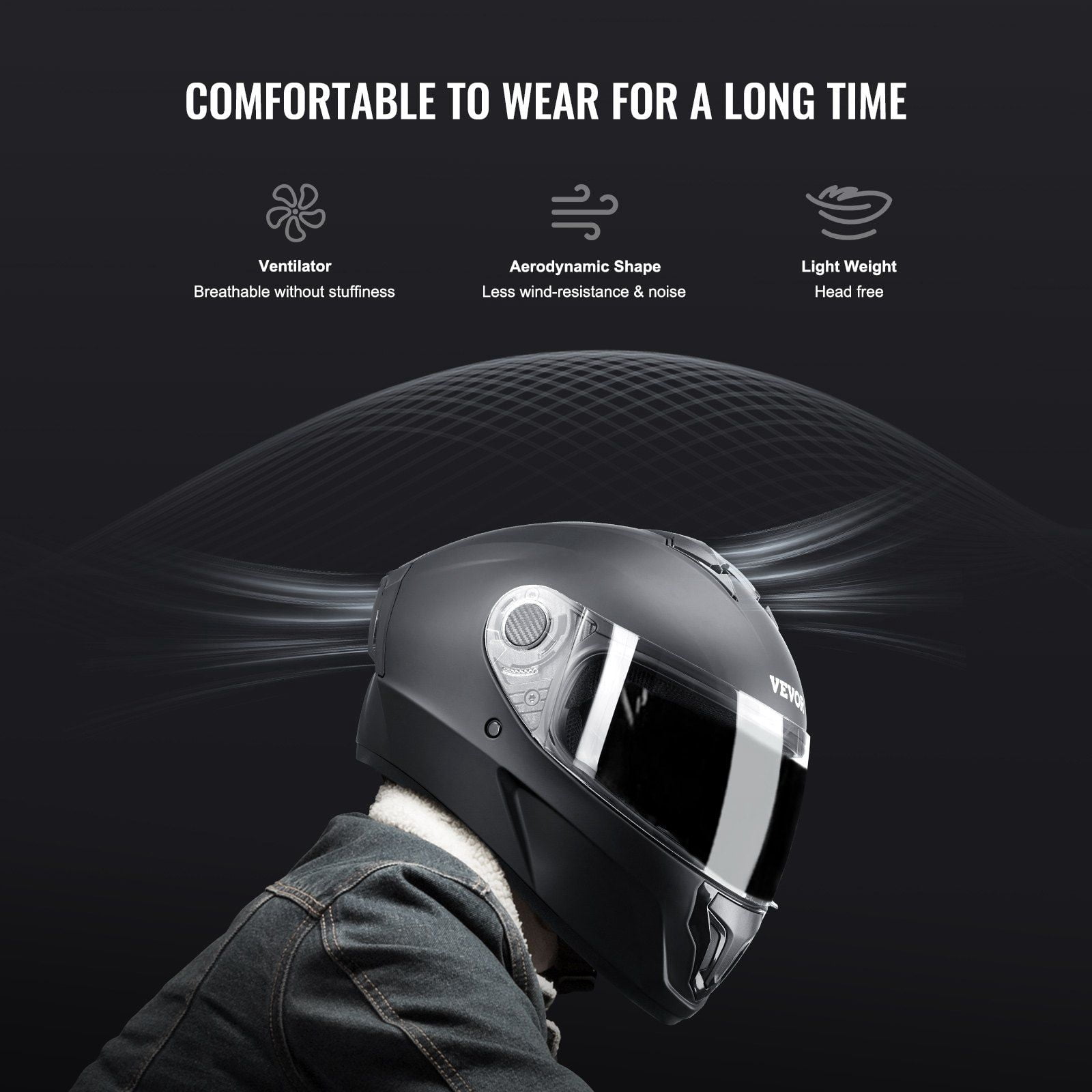 Bluetooth Ready Full Face Motorcycle Helmet - Dirt Bike Motocross Helmet with Ventilation & Sun Visor
