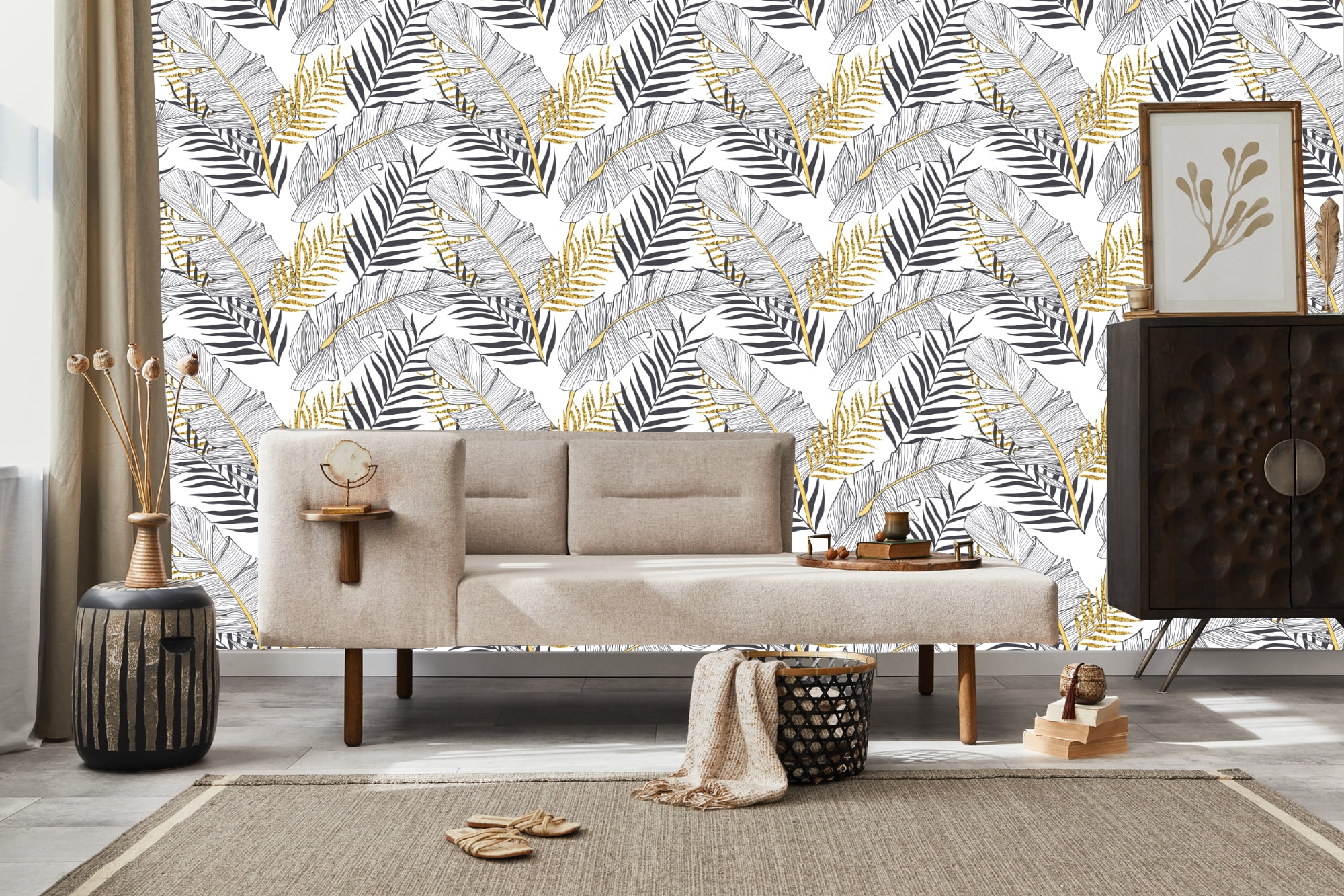 MuralsPrint Seamless Banana Palm Leaf Wallpaper, Peel and Stick