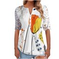 thumbnail image 1 of Blusa informal de manga corta con cuello en V y malla de encaje con estampado floral para mujer OAVQHLG3B Store  lin121212, 1 of 4