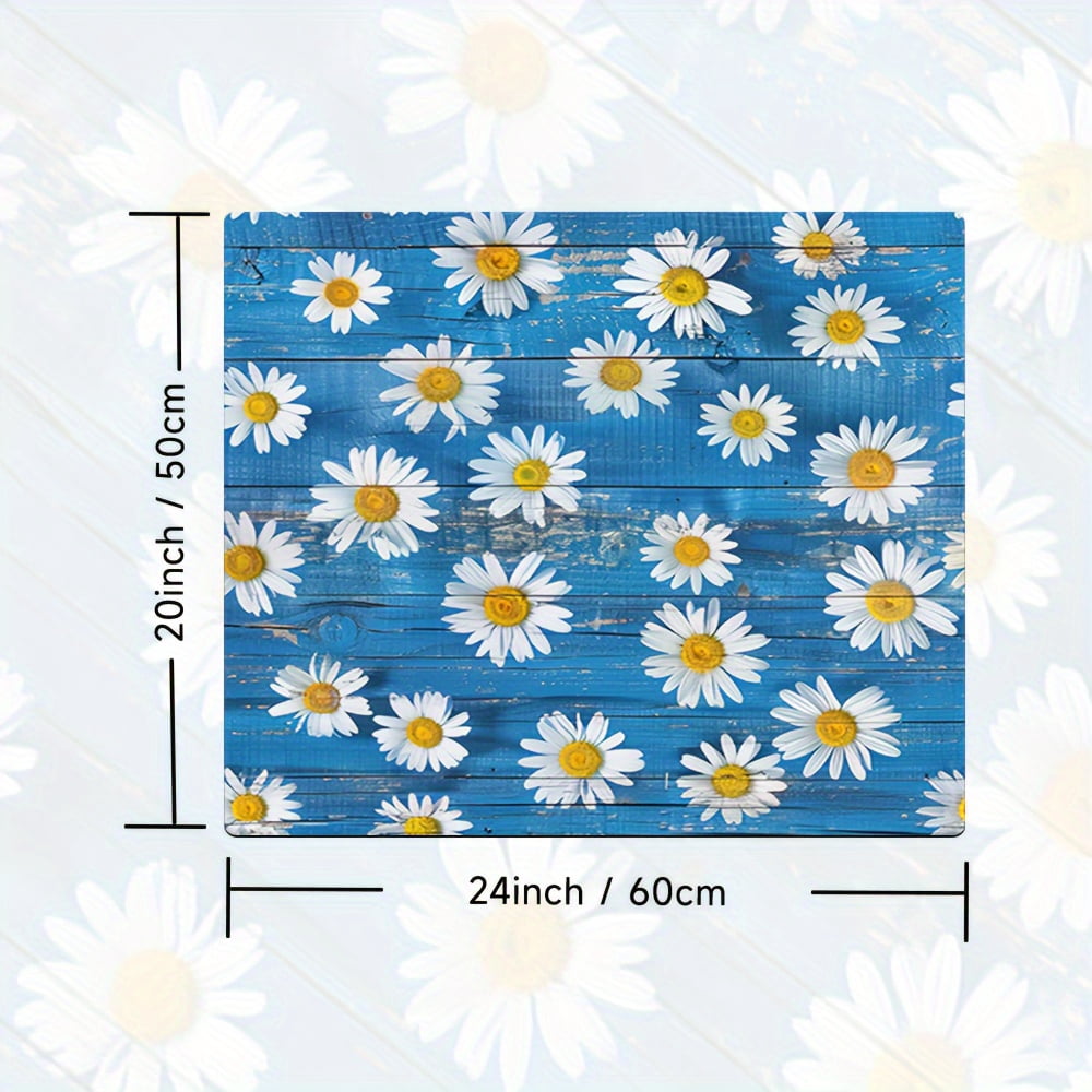 1pc, Dish Drying Pad, Spring Theme Daisy Pattern Washing Machine Dust Cover Mat, Countertop Absorbent Pad, Washstand Drain Mat, Washstand Cup Mat, Kitchen Accessories, Bathroom Accessories