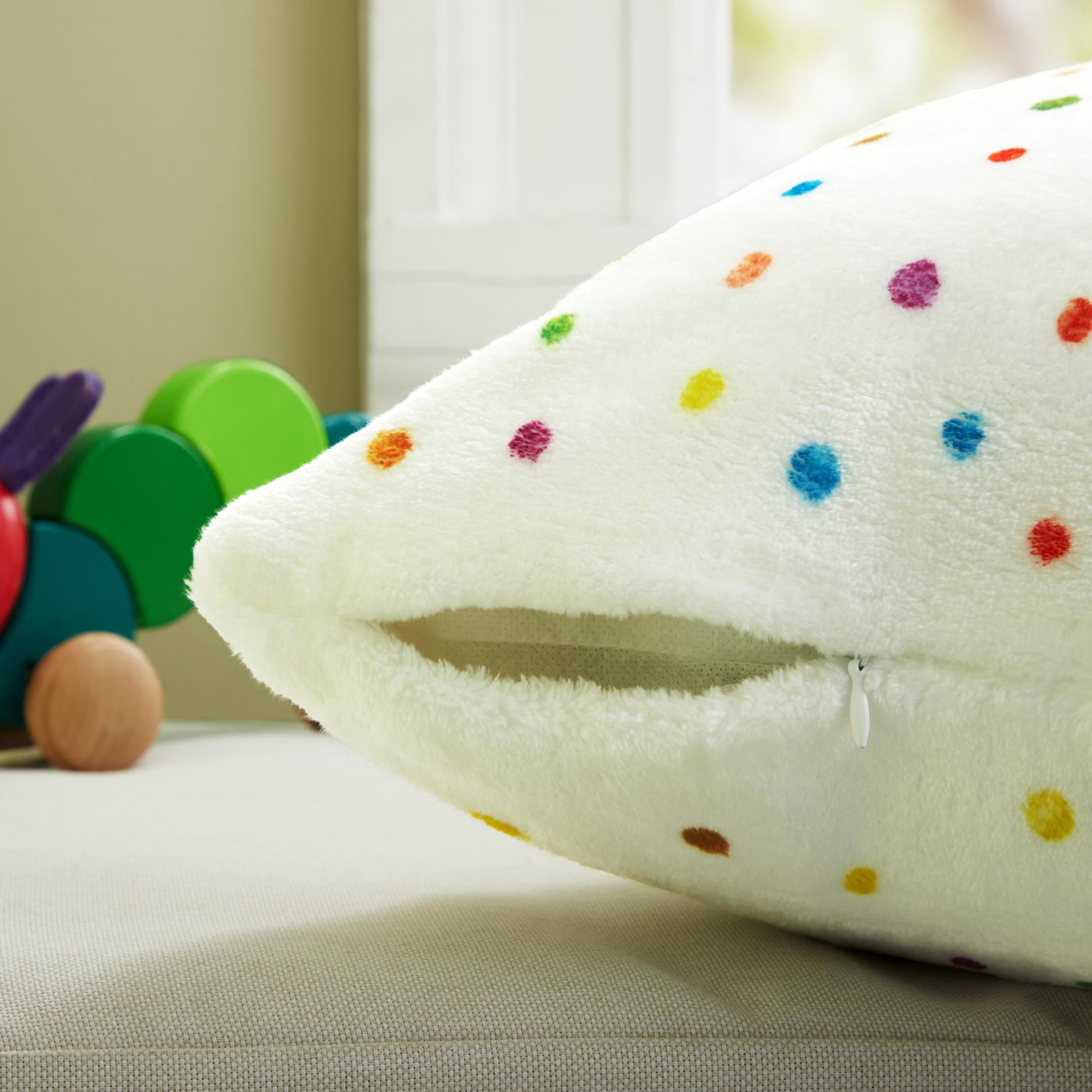 Eric Carle Washable Caterpillar Dots Toddler Pillow, Multicolored, 18"x18"