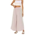 thumbnail image 7 of Sewkxo Womens Wide Leg Striped Boho Palazzo Pants with Lace Panel Summer Loose Elastic Waist Beach Vacation Lounge Pants,Pink XL, 7 of 7