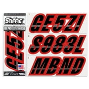 STIFFIE Techtron Black/Red 3" Alpha-Numeric Identification Custom Kit Registration Numbers & Letters Marine Stickers Decals for Boats & Personal Watercraft PWC