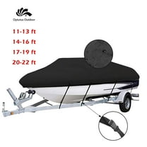 11-13 ft V-Shaped Boat Cover, Heavy-Duty 210D Oxford Waterproof Cover - Comes with 4 Sandbags   4 Separate Ropes