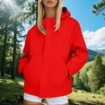 thumbnail image 2 of DHFJKG Rain Jacket For Women Solid Color Lightweight Windbreaker Loose Fit Zipper Raincoat Hiking Outfits With Hood Plus Size Stylish Coats, 2 of 4