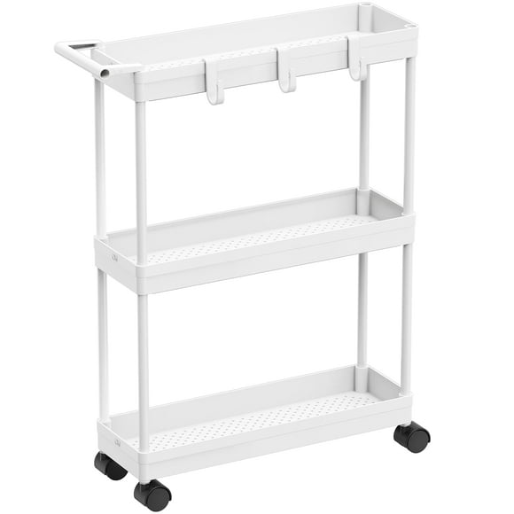 Carrito de almacenamiento SIMPLE HOUSEWARE de 3 niveles, delgado y estrecho, blanco